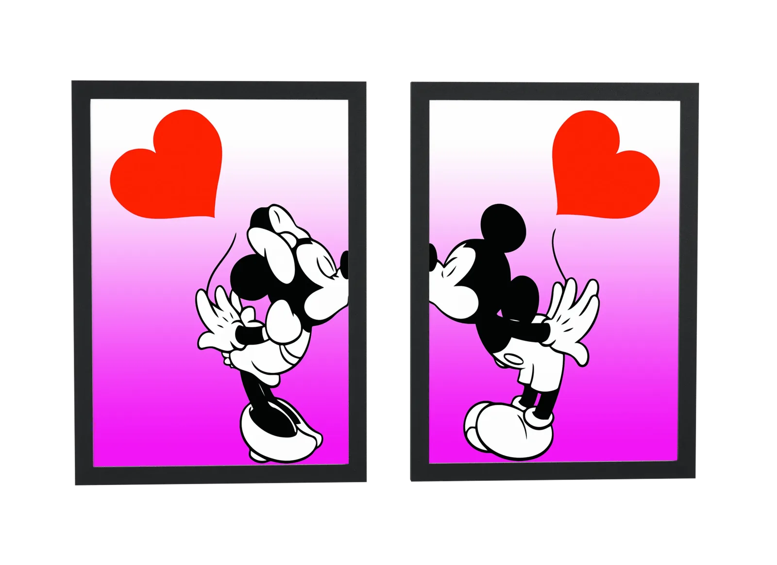 Pôster Dupla do beijo de Mickey e Minnie emoldurado
