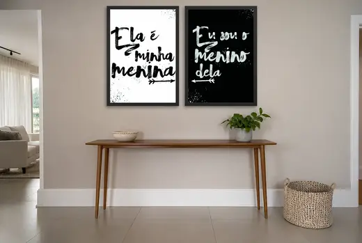 Pôster Dupla de frases para casal em preto e branco emoldurado na parede: hall de entrada