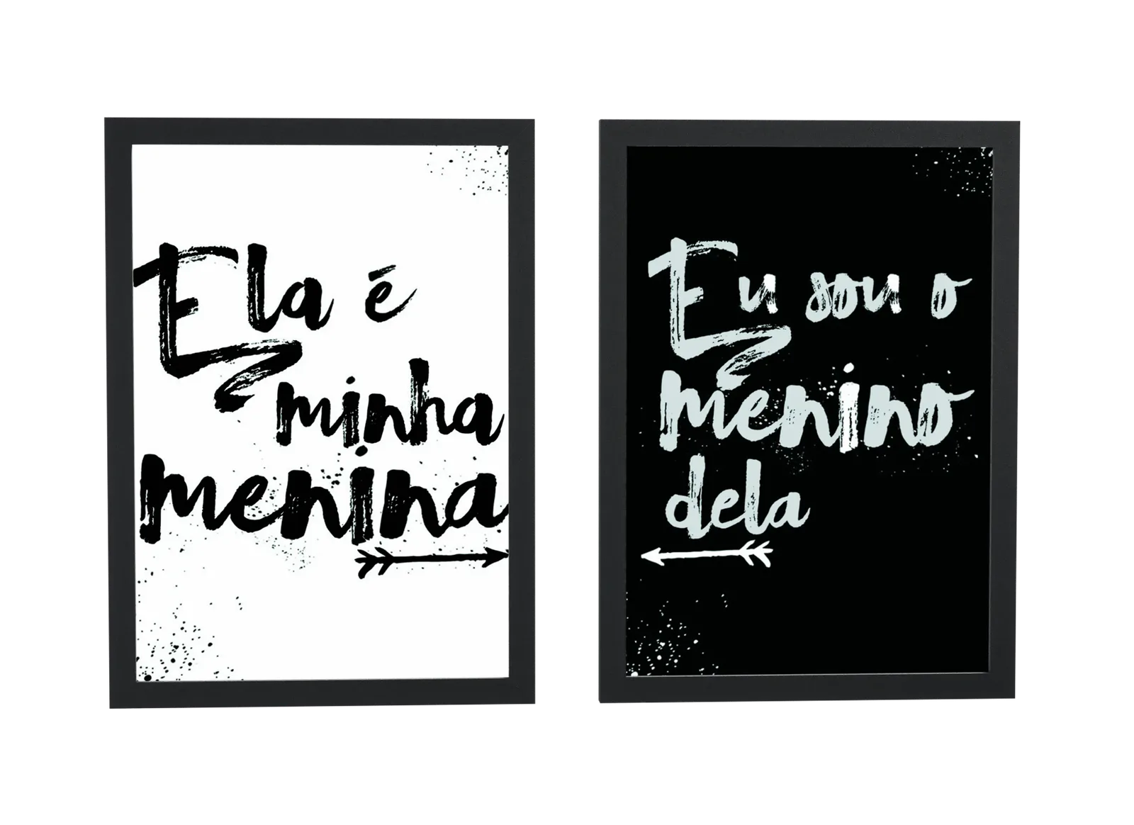Pôster Dupla de frases para casal em preto e branco emoldurado