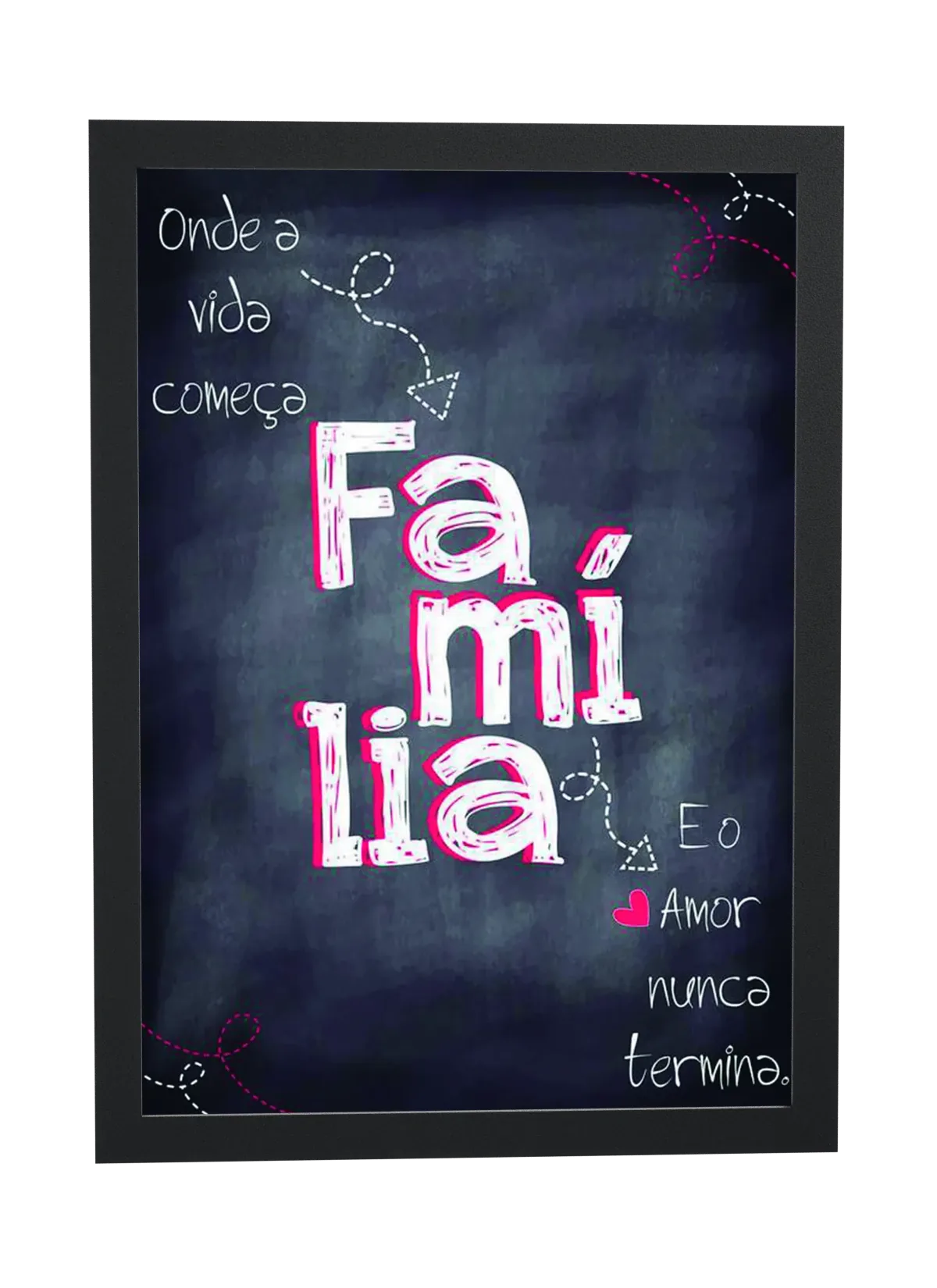Pôster Família em letras coloridas emoldurado
