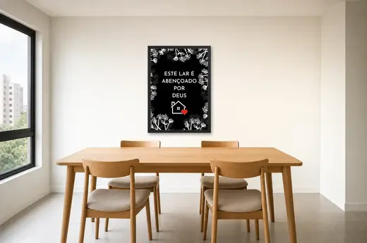Pôster Este lar é abençoado por Deus emoldurado na parede: sala de jantar