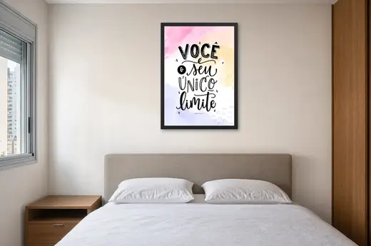 Pôster Você é o seu único limite emoldurado na parede: quarto de casal