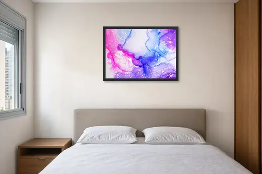 Pôster Mármore rosa e violeta emoldurado na parede: quarto de casal