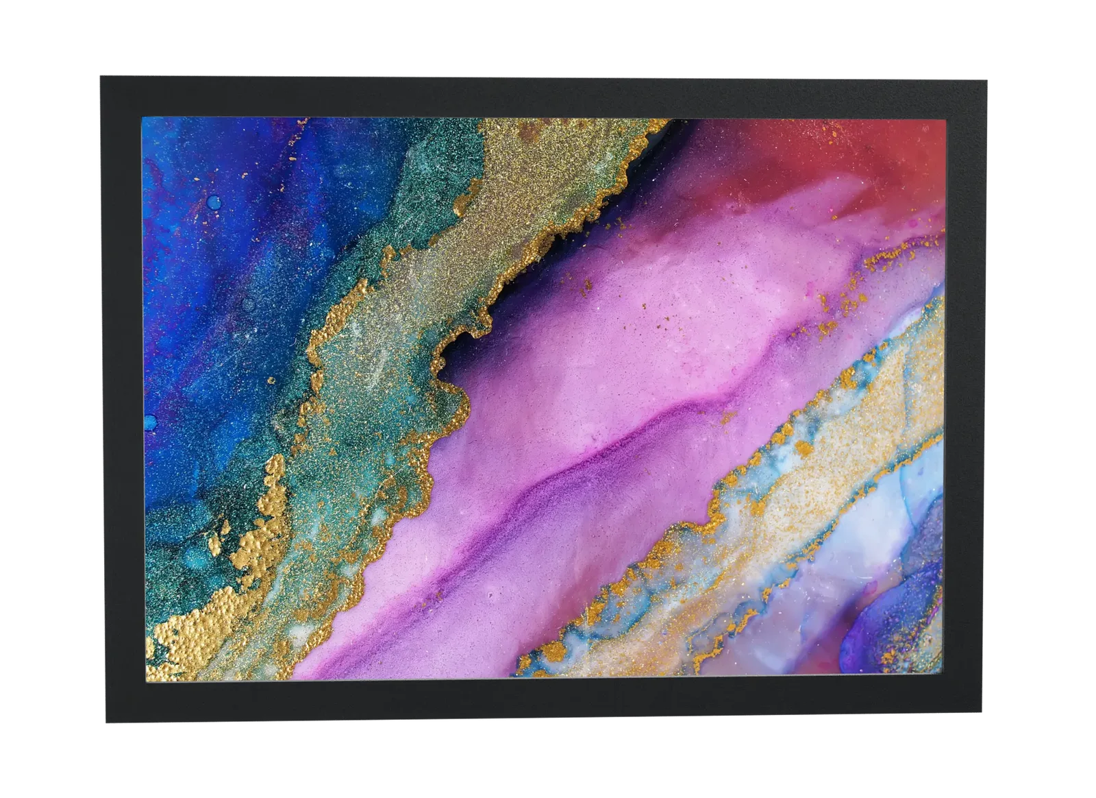 Pôster Mármore azul-marinho e magenta emoldurado