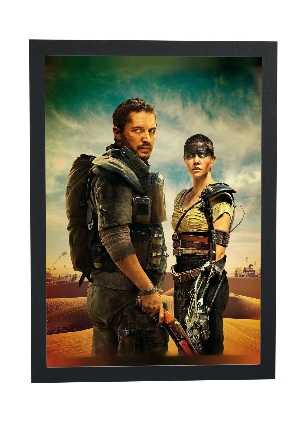 Pôster Mad Max Estrada da Fúria (2015): Max e Furiosa emoldurado