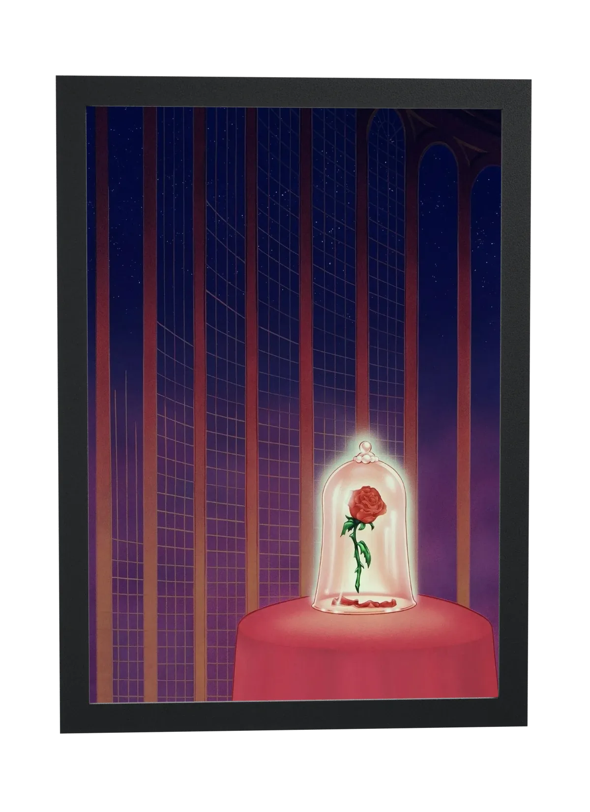 Pôster A Bela e a Fera (1991): rosa encantada emoldurado