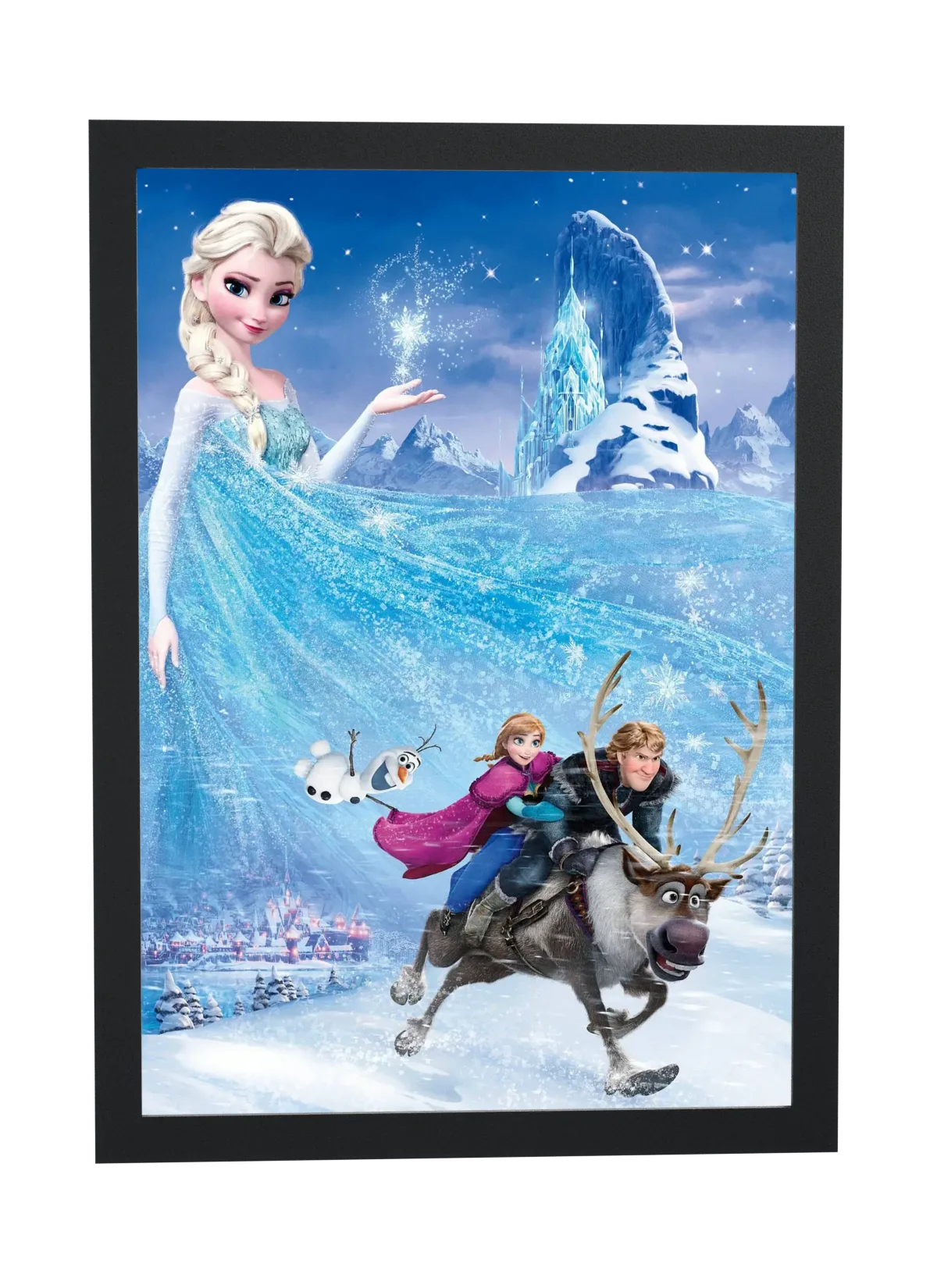Pôster Frozen (2013): Elsa e o castelo de gelo emoldurado