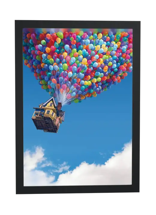Pôster Up Altas Aventuras (2009): casa com balões emoldurado