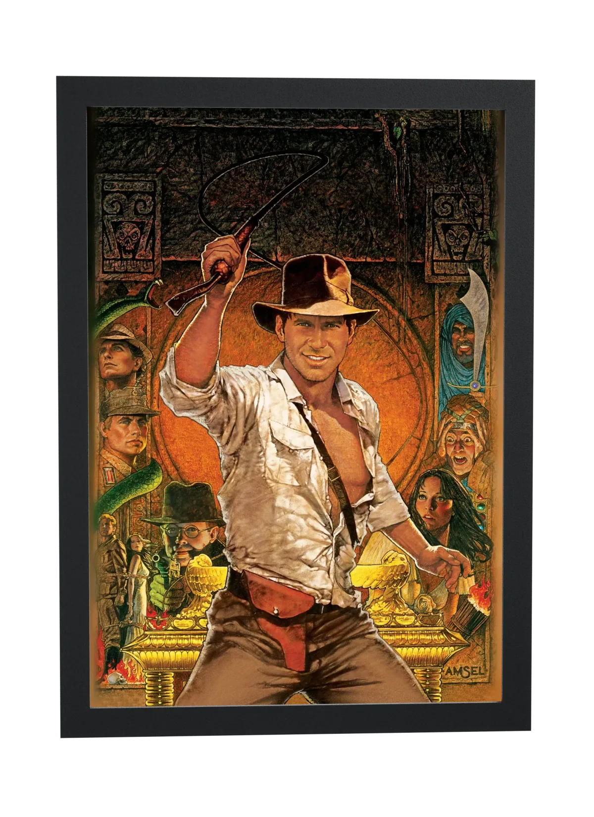 Pôster Indiana Jones Os Caçadores da Arca Perdida (1981): chicote emoldurado