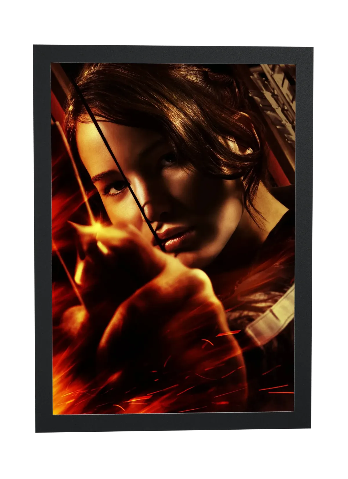 Pôster Jogos Vorazes (2012): Katniss com o arco emoldurado
