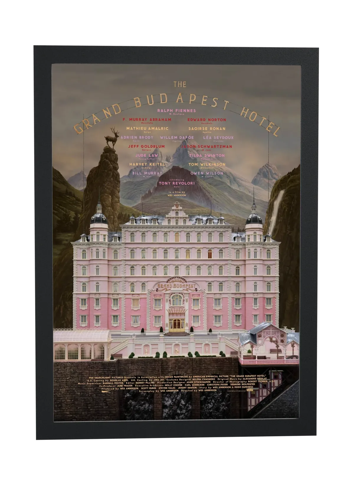 Pôster O Grande Hotel Budapeste (2014): fachada rosa emoldurado