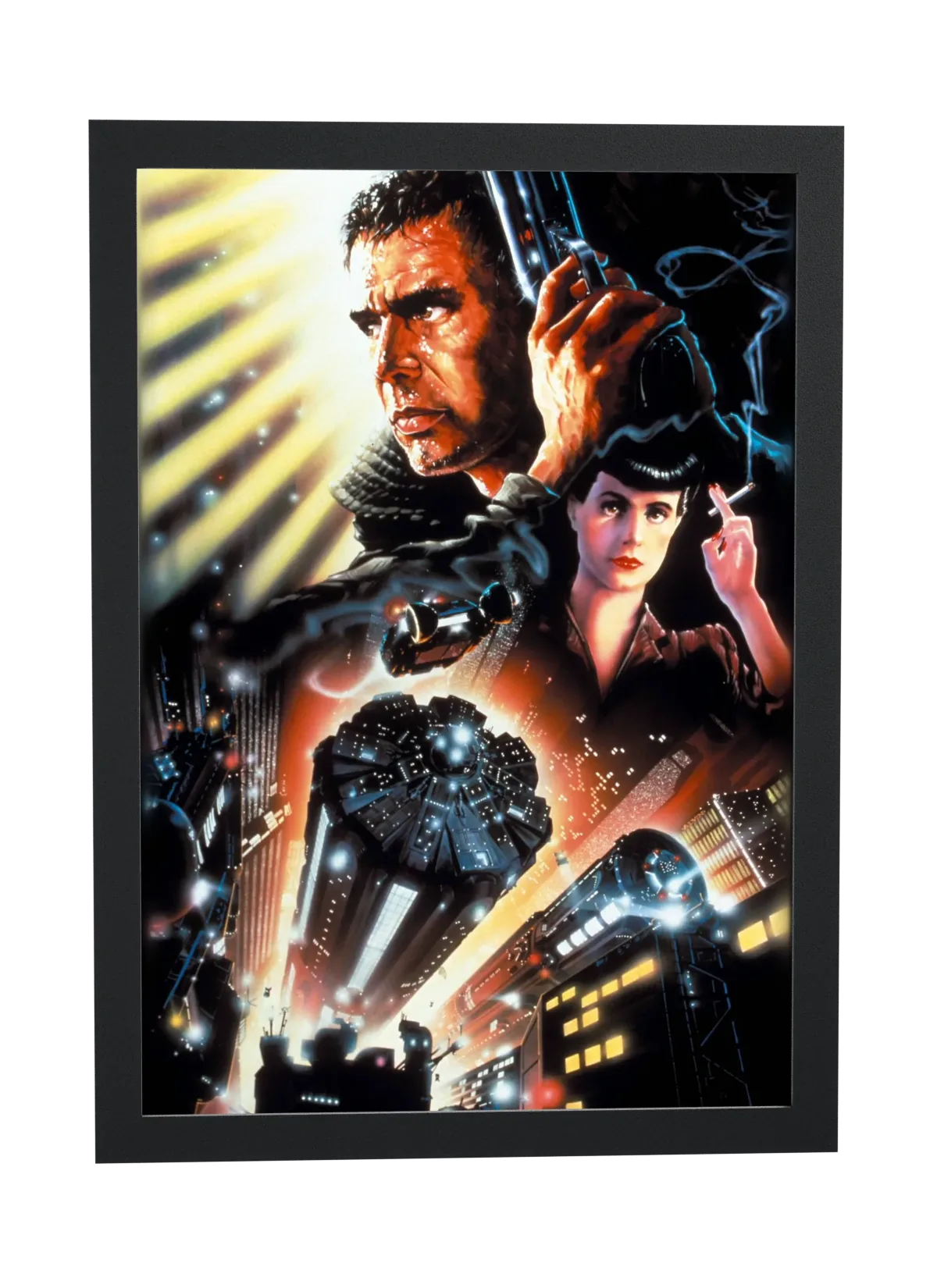 Pôster Blade Runner (1982): Deckard em ação emoldurado