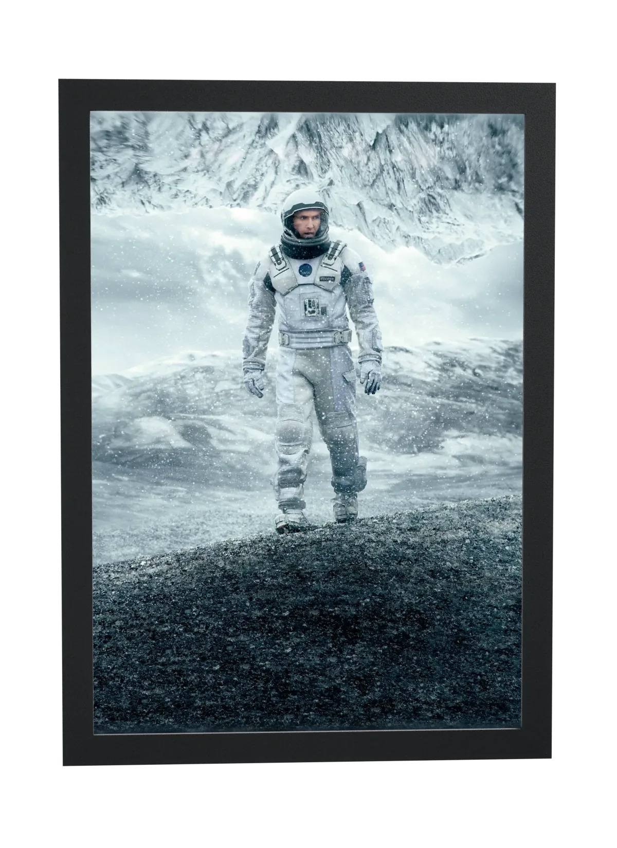 Pôster Interestelar (2014): astronauta no gelo emoldurado