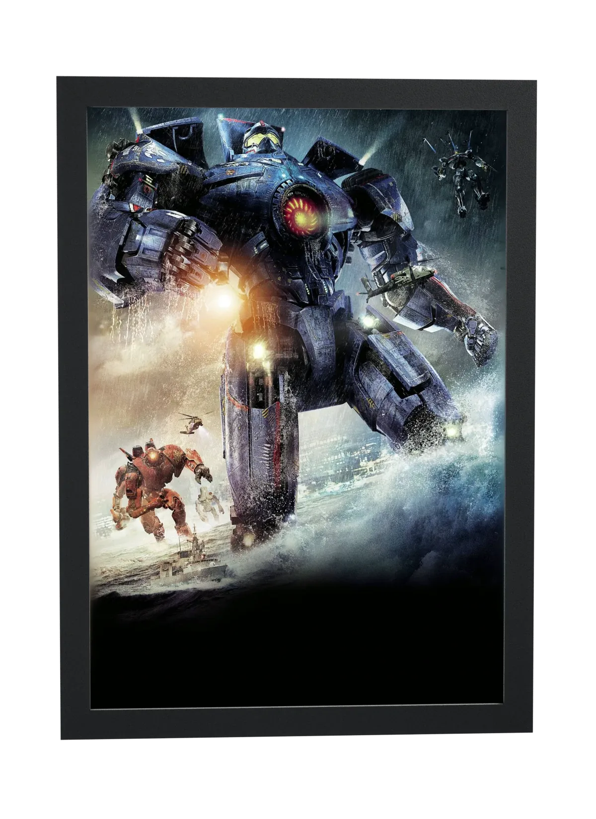 Pôster Círculo de Fogo (2013): robô contra kaiju emoldurado