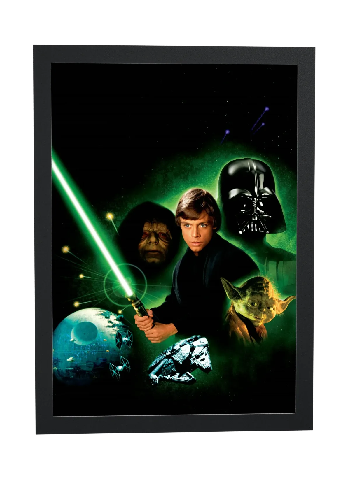 Pôster Star Wars O Retorno de Jedi (1983): sabre verde emoldurado