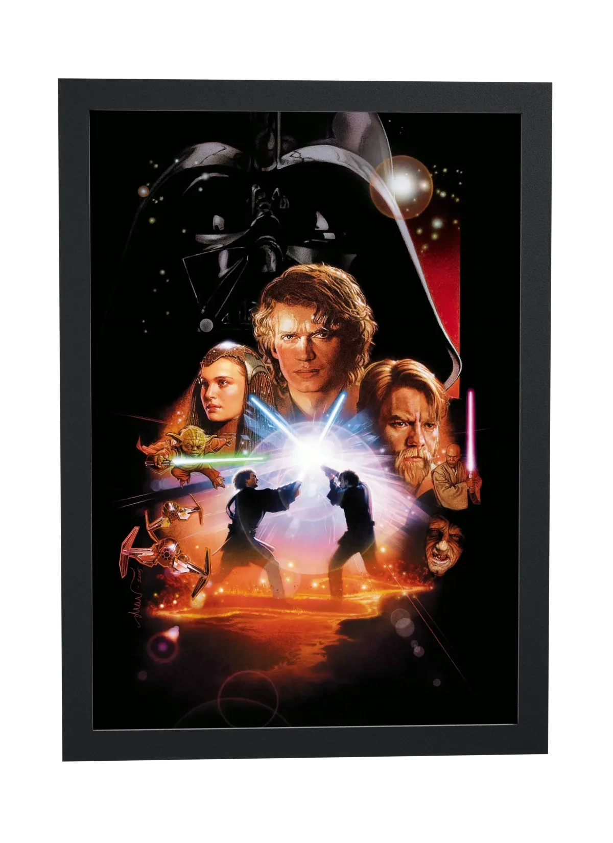 Pôster Star Wars A Vingança dos Sith (2005): duelo de sabres emoldurado