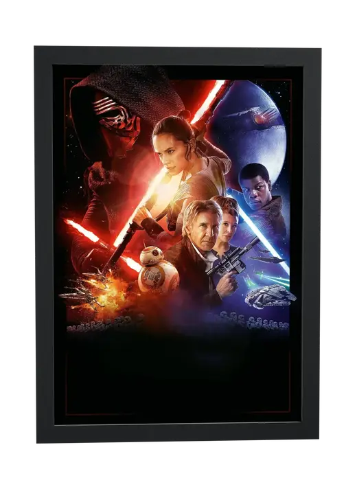 Pôster Star Wars O Despertar da Força (2015): sabre vermelho emoldurado