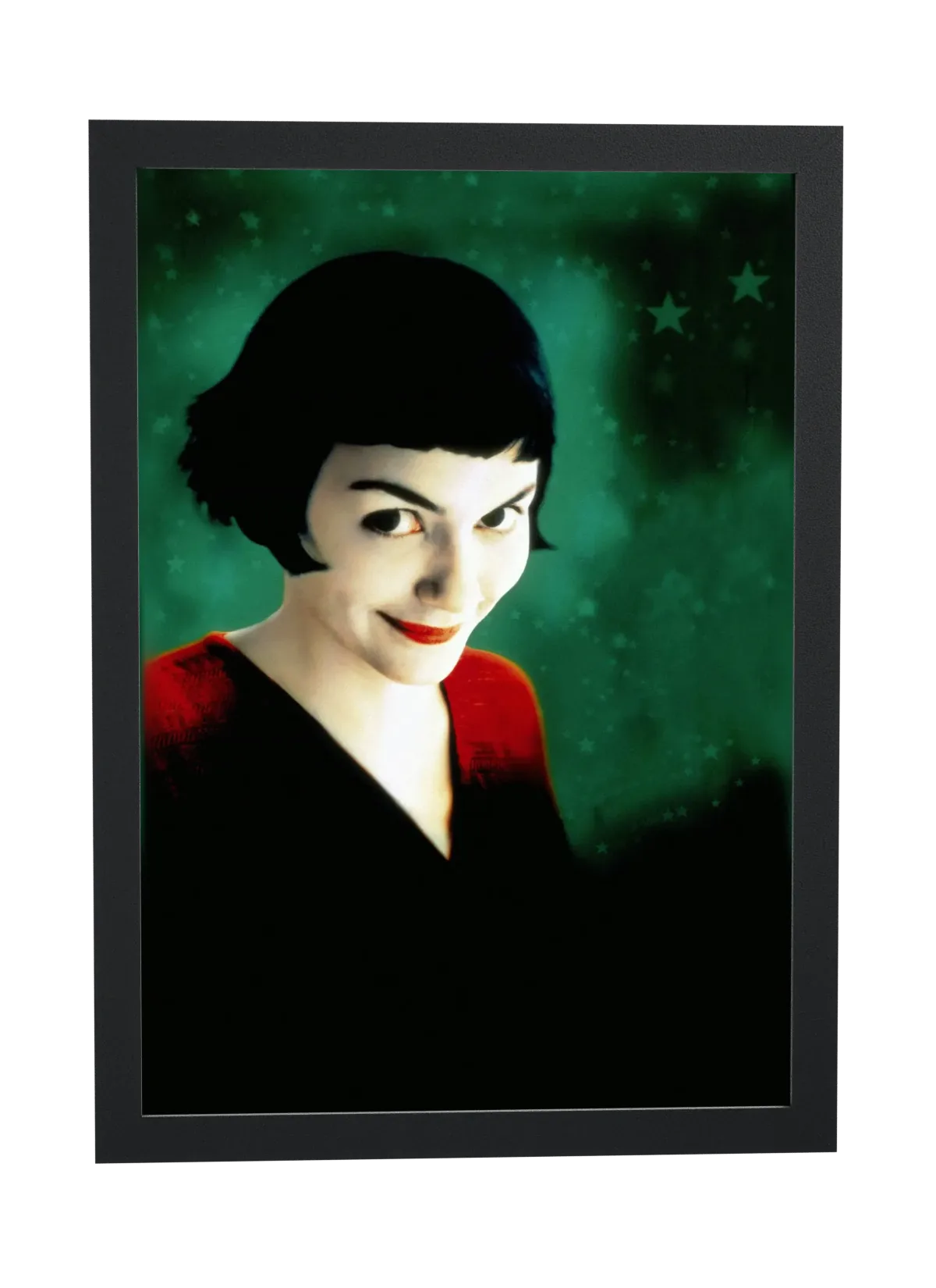 Pôster O Fabuloso Destino de Amélie Poulain (2001): retrato verde emoldurado