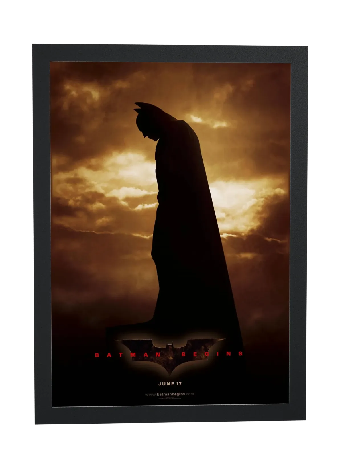 Pôster Batman Begins (2005): silhueta nas nuvens emoldurado