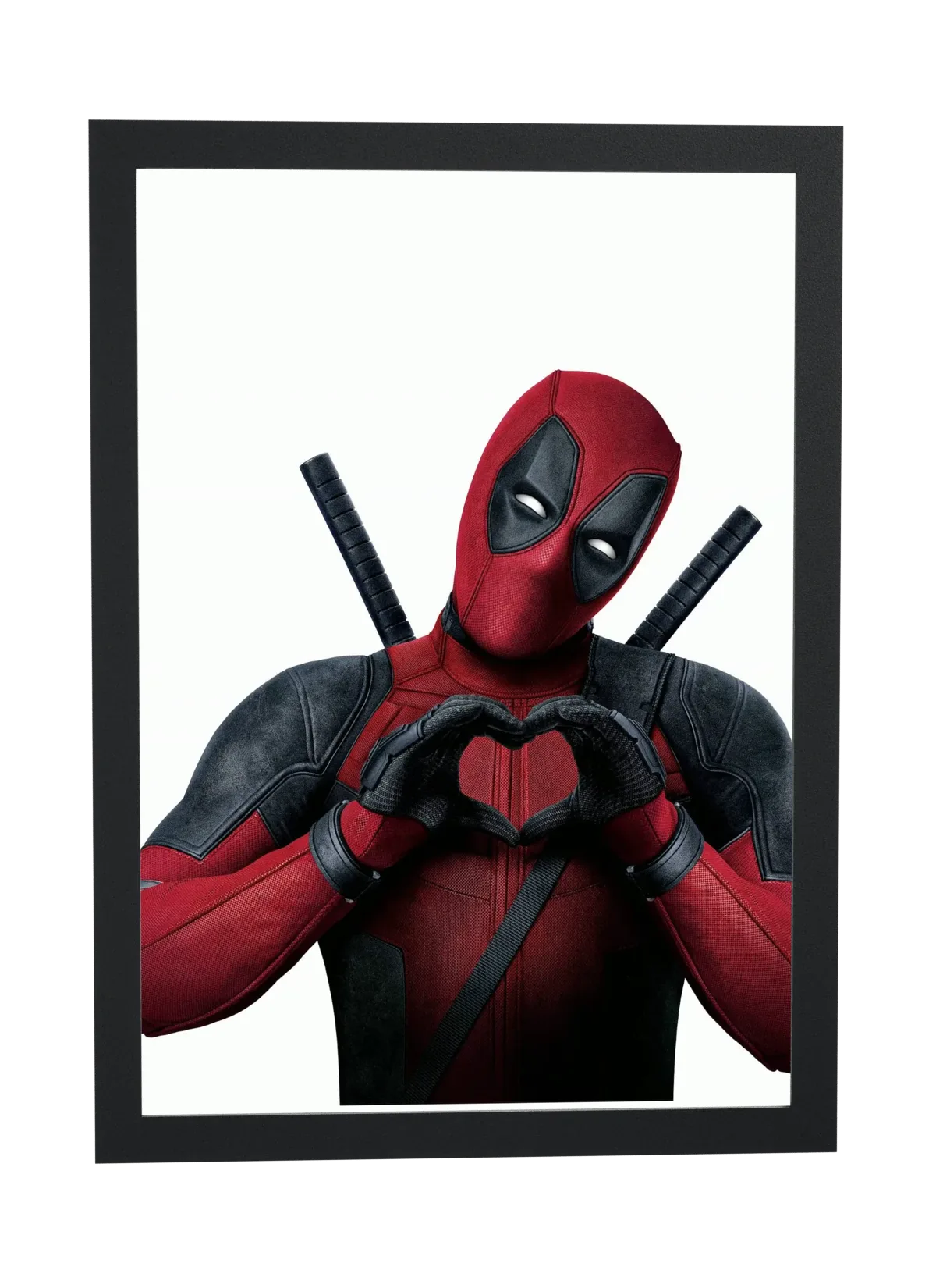 Pôster Deadpool (2016): coração com as mãos emoldurado