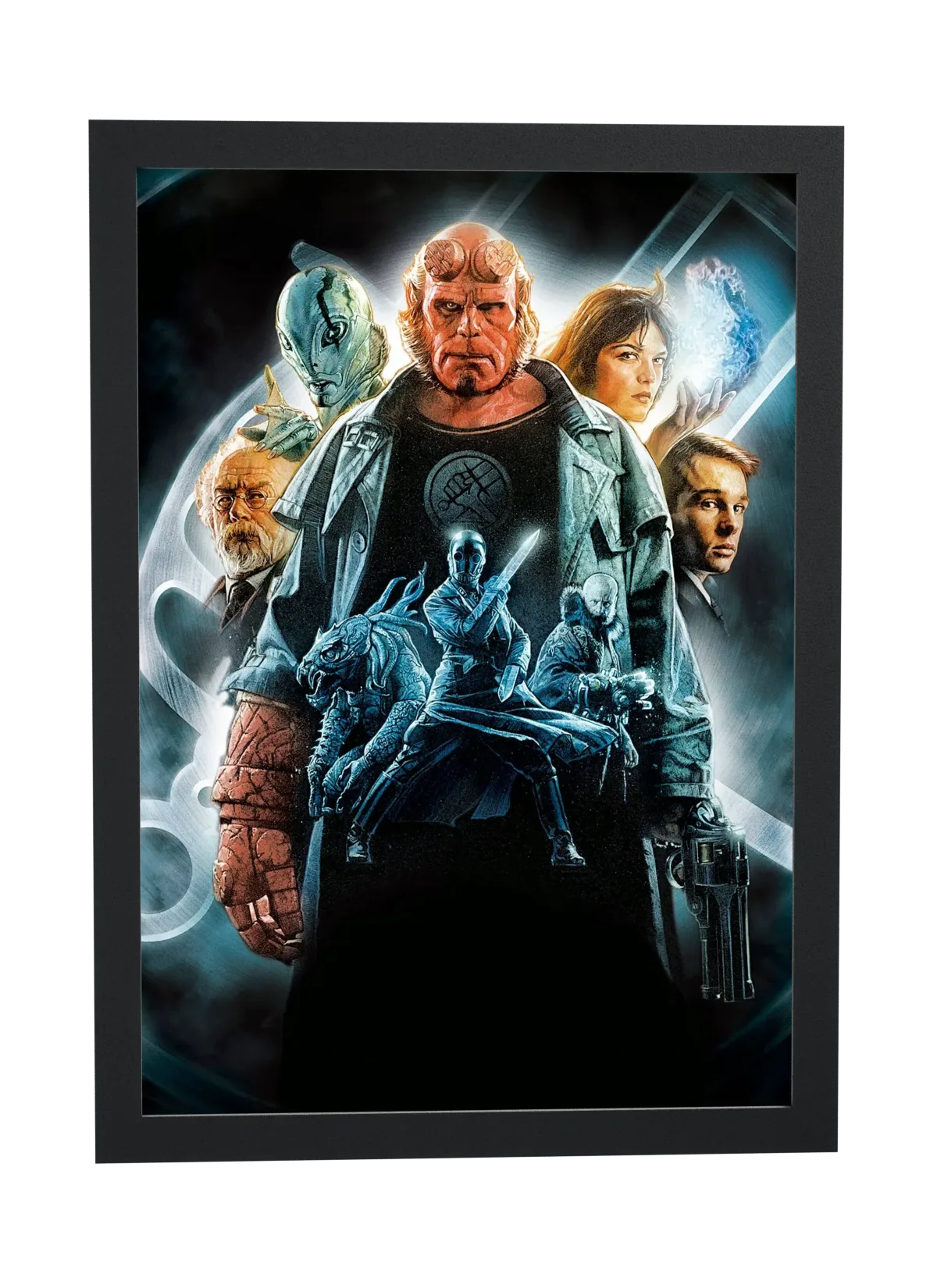 Pôster Hellboy (2004): equipe paranormal emoldurado