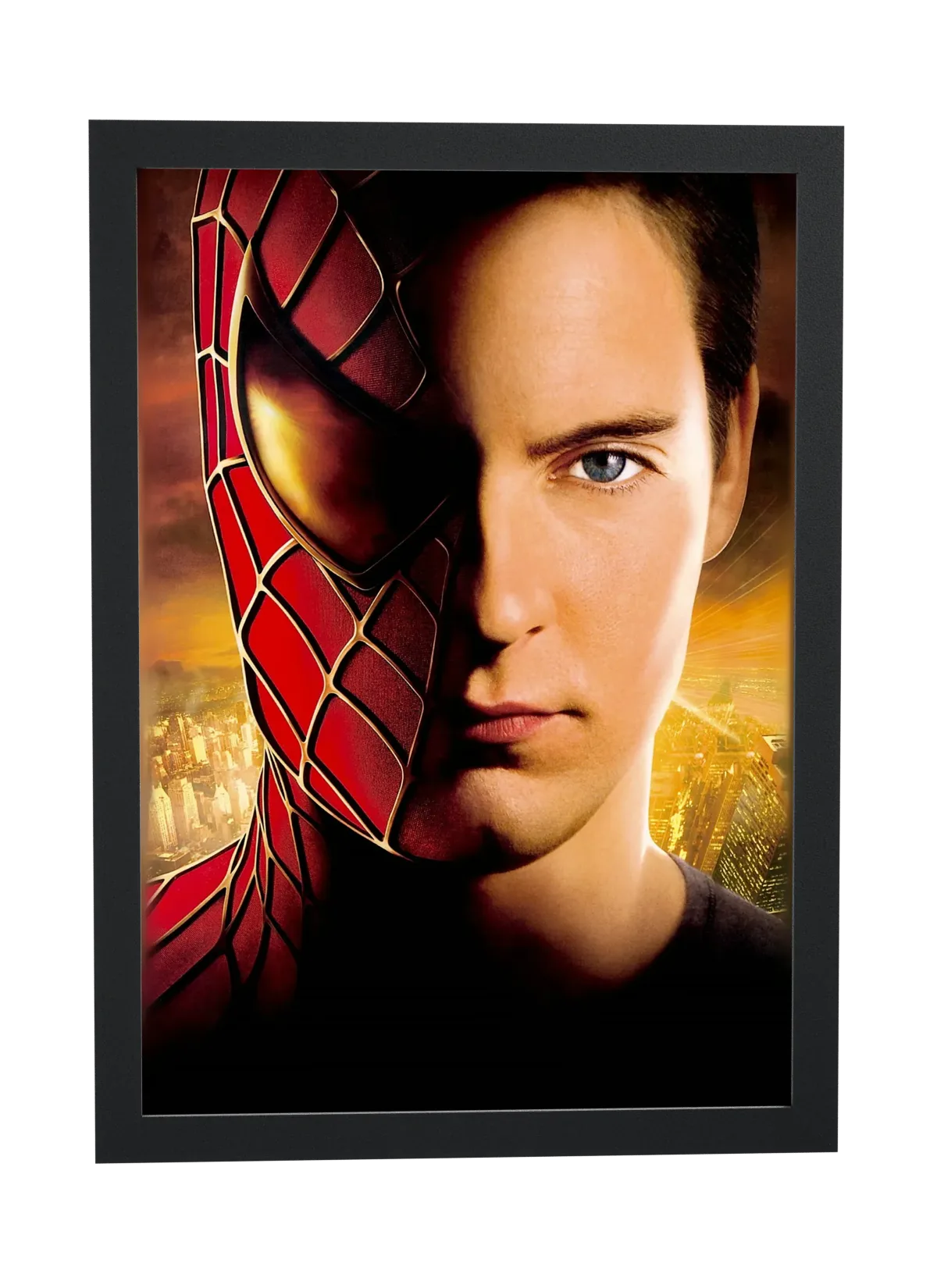 Pôster Homem-Aranha (2002): Peter Parker e a máscara emoldurado