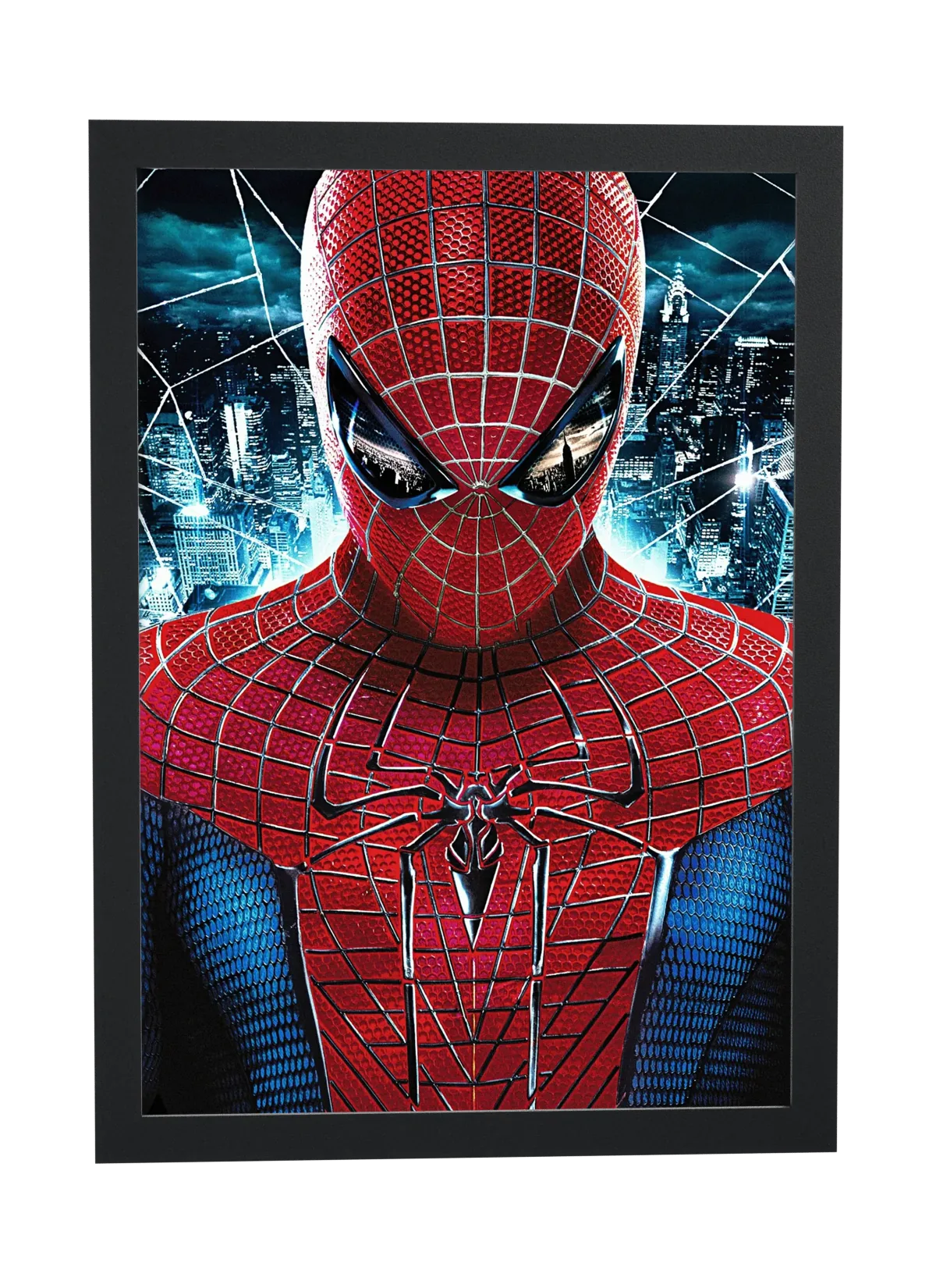 Pôster O Espetacular Homem-Aranha (2012): máscara na cidade emoldurado