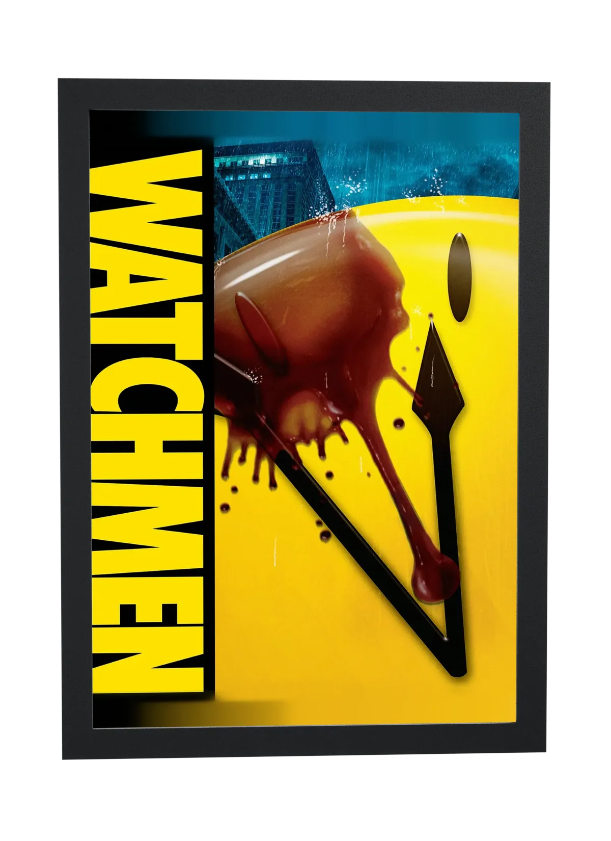 Pôster Watchmen (2009): broche com sangue emoldurado