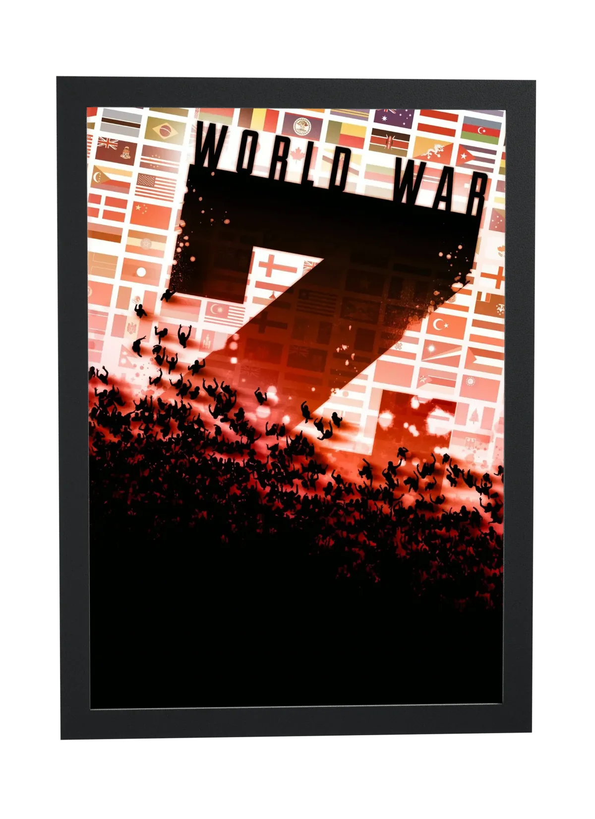 Pôster Guerra Mundial Z (2013): bandeiras do mundo emoldurado