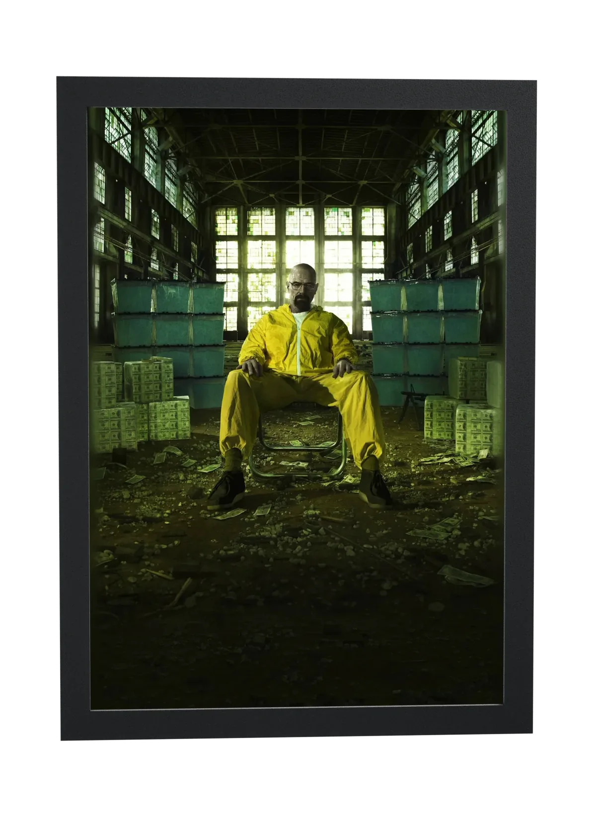 Pôster Breaking Bad (2008): sentado entre o dinheiro emoldurado