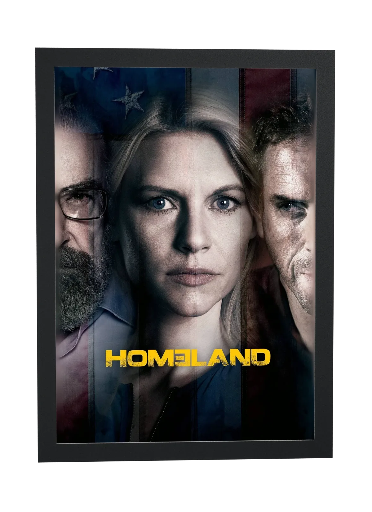 Pôster Homeland (2011): rosto sobre a bandeira emoldurado