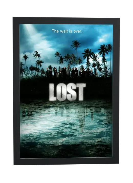 Pôster Lost (2004): sobreviventes na praia emoldurado