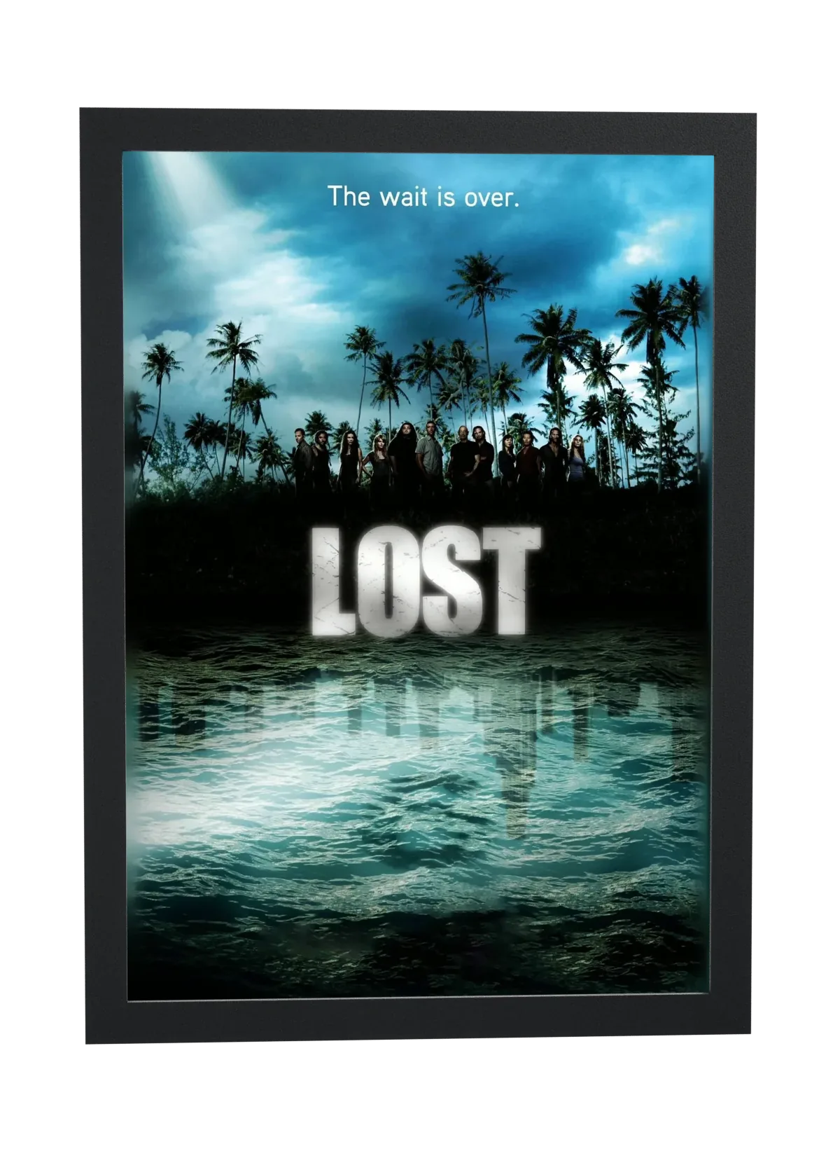 Pôster Lost (2004): sobreviventes na praia emoldurado