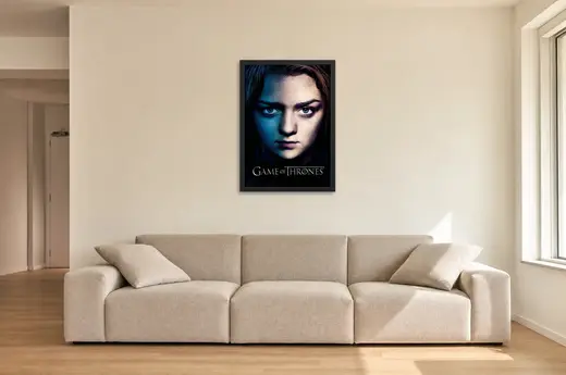Pôster Game of Thrones (2011): Arya Stark emoldurado na parede: sala de estar ampla