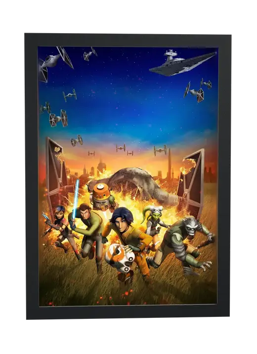 Pôster Star Wars Rebels (2014): fuga da explosão emoldurado