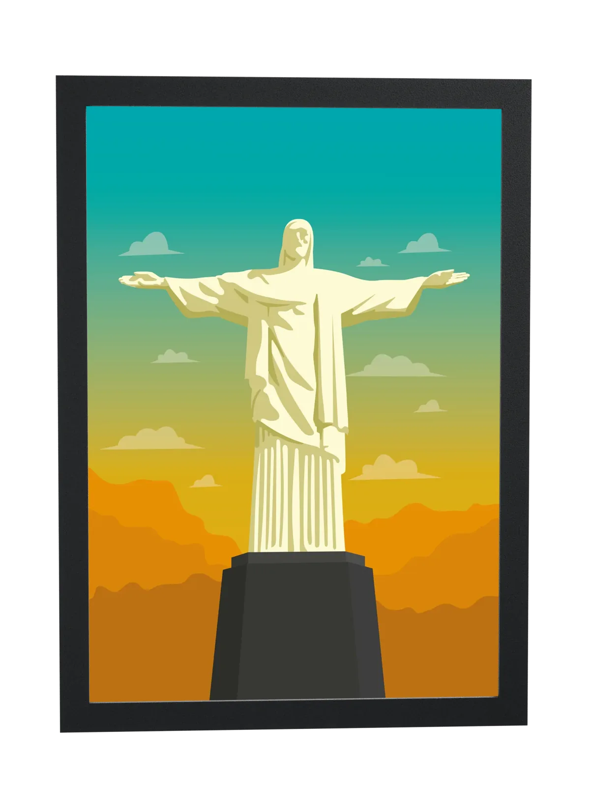 Pôster Cristo Redentor ao entardecer emoldurado