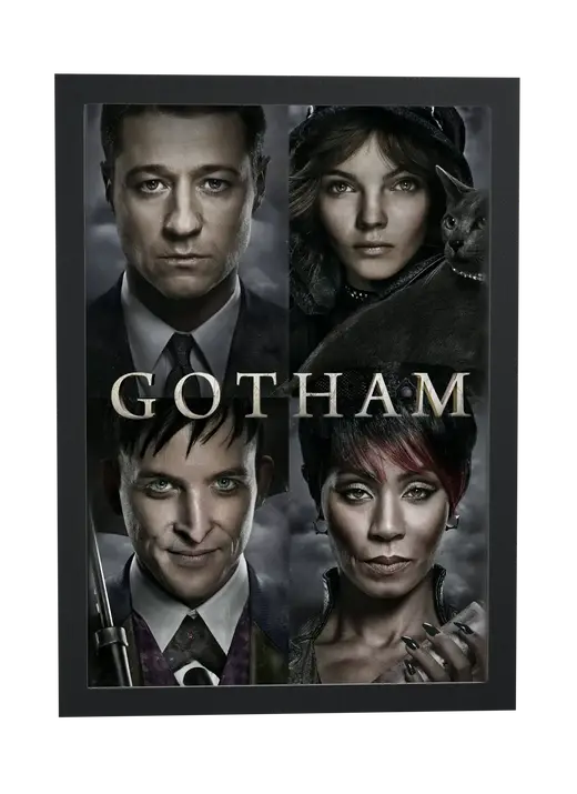 Pôster Gotham (2014): rostos da cidade emoldurado