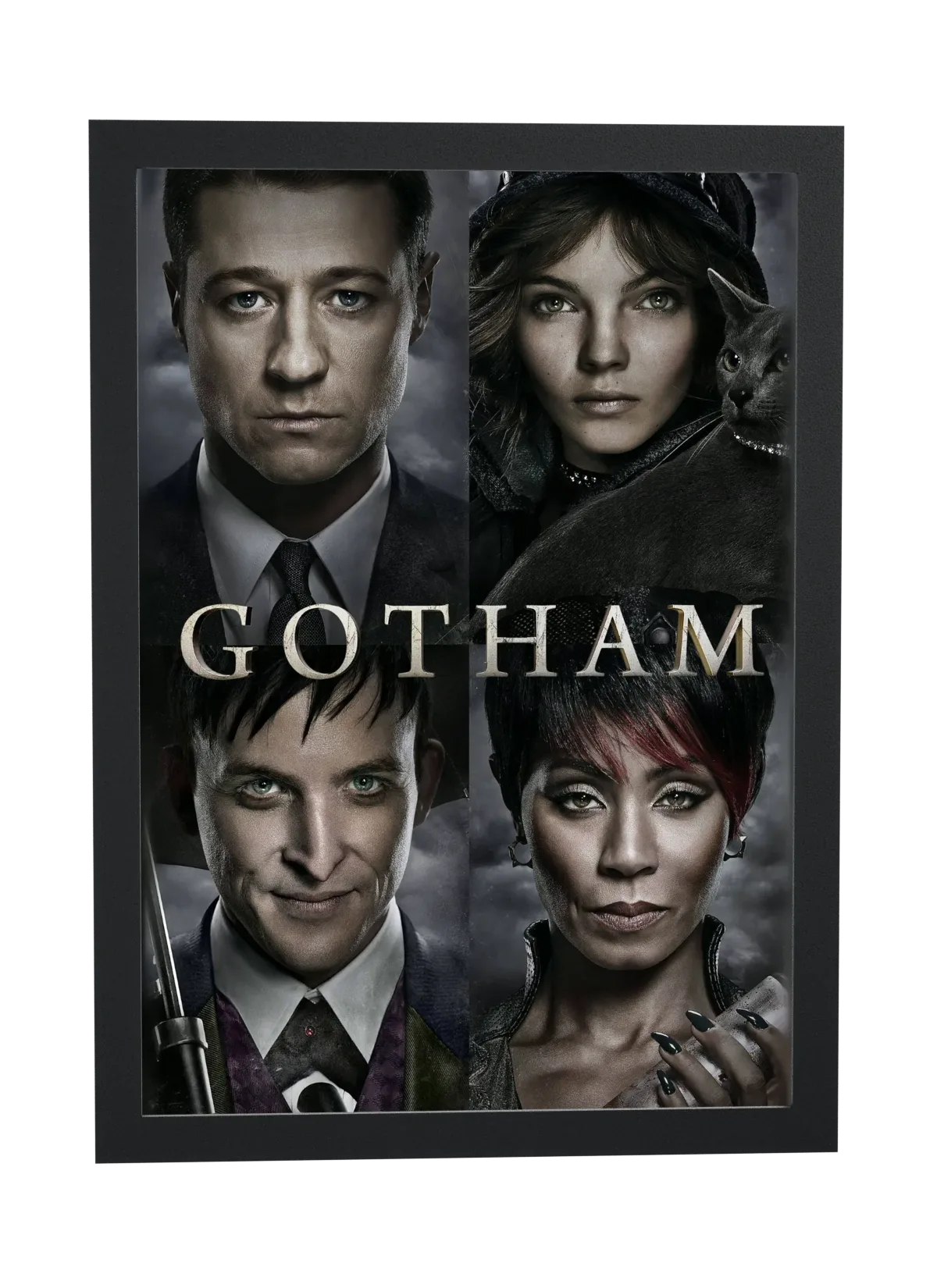 Pôster Gotham (2014): rostos da cidade emoldurado